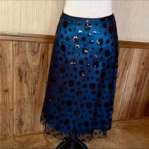 Adrianna Papell Evening Essentials navy blue & black sequined a-line skirt